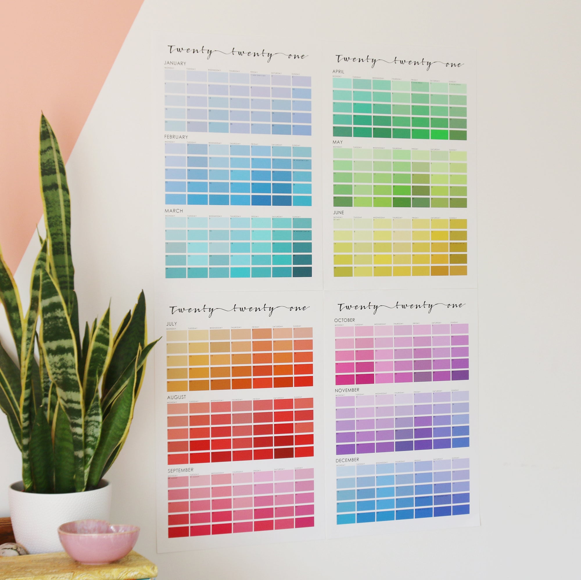 Getting beautifully organised with our gorgeous paint-chip wall planner