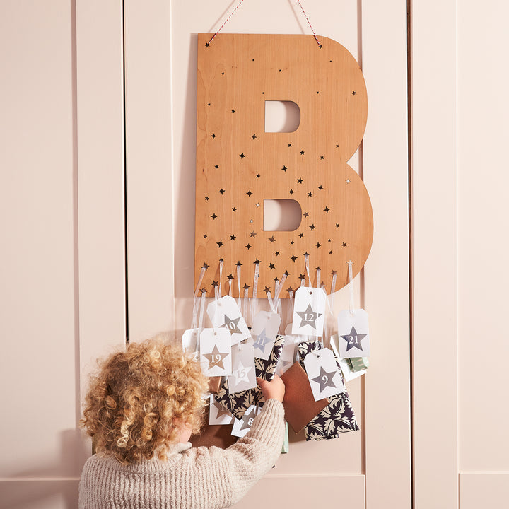 Large Natural Wooden Personalised Initial Advent Calendar