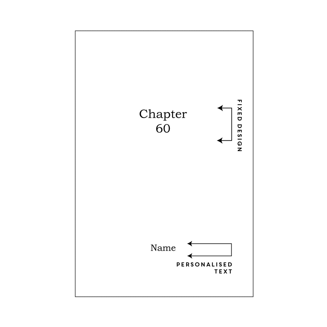 An annotated drawing of a notebook showing which parts are to be personalised.