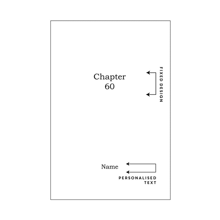 An annotated drawing of a notebook showing which parts are to be personalised.