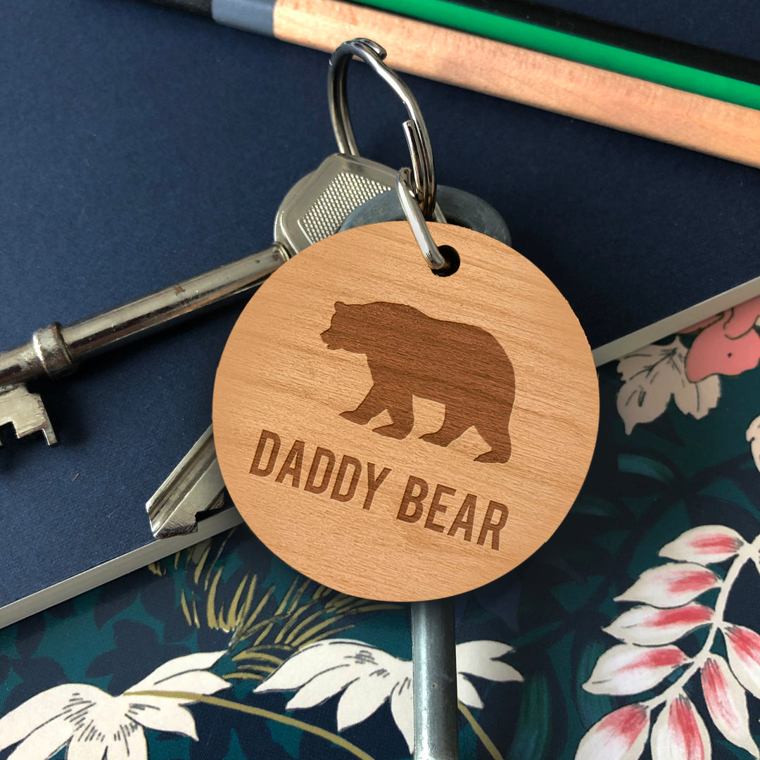 Daddy Bear Wooden Key Ring