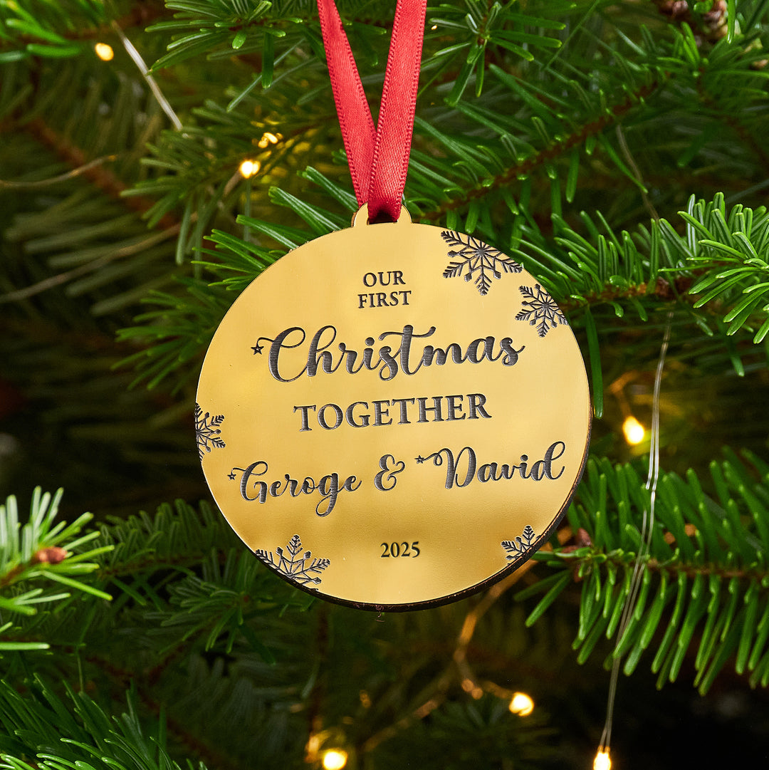 First Christmas Together Silver Or Gold Tree Decoration