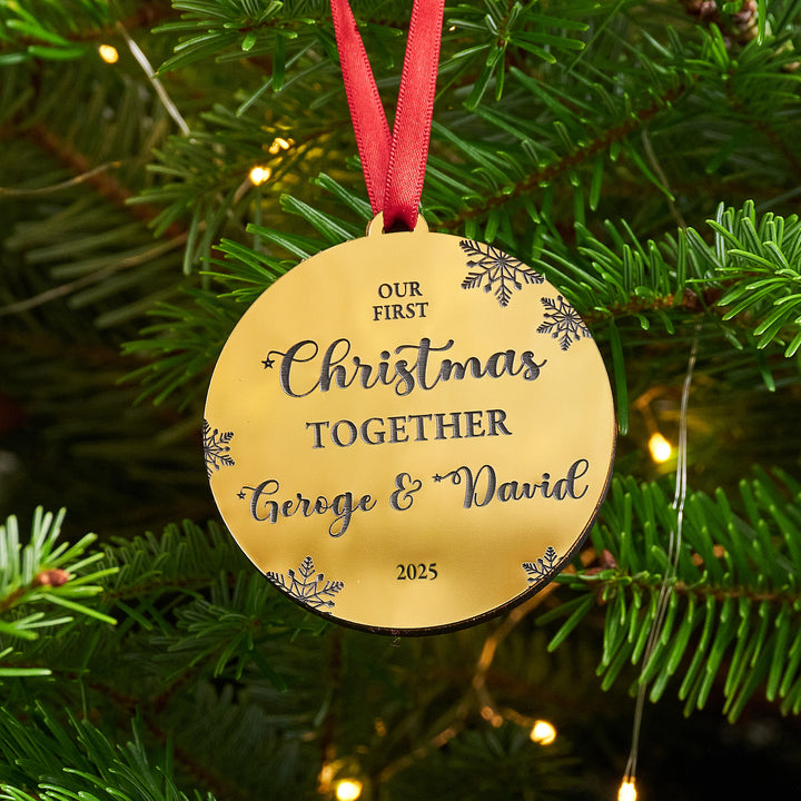 First Christmas Together Silver Or Gold Tree Decoration