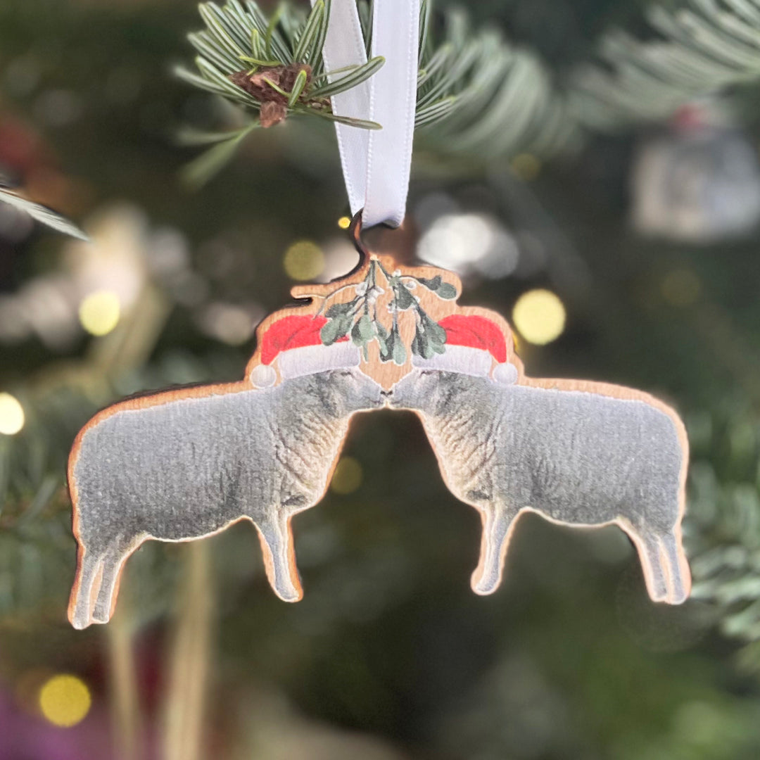 Kissing Sheep Christmas Decoration