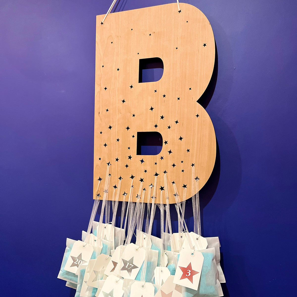 Large Natural Wooden Personalised Initial Advent Calendar