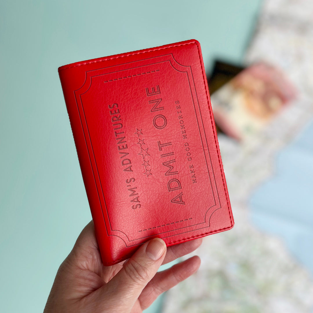 Ticket to Adventure Personalised Passport Cover Holder