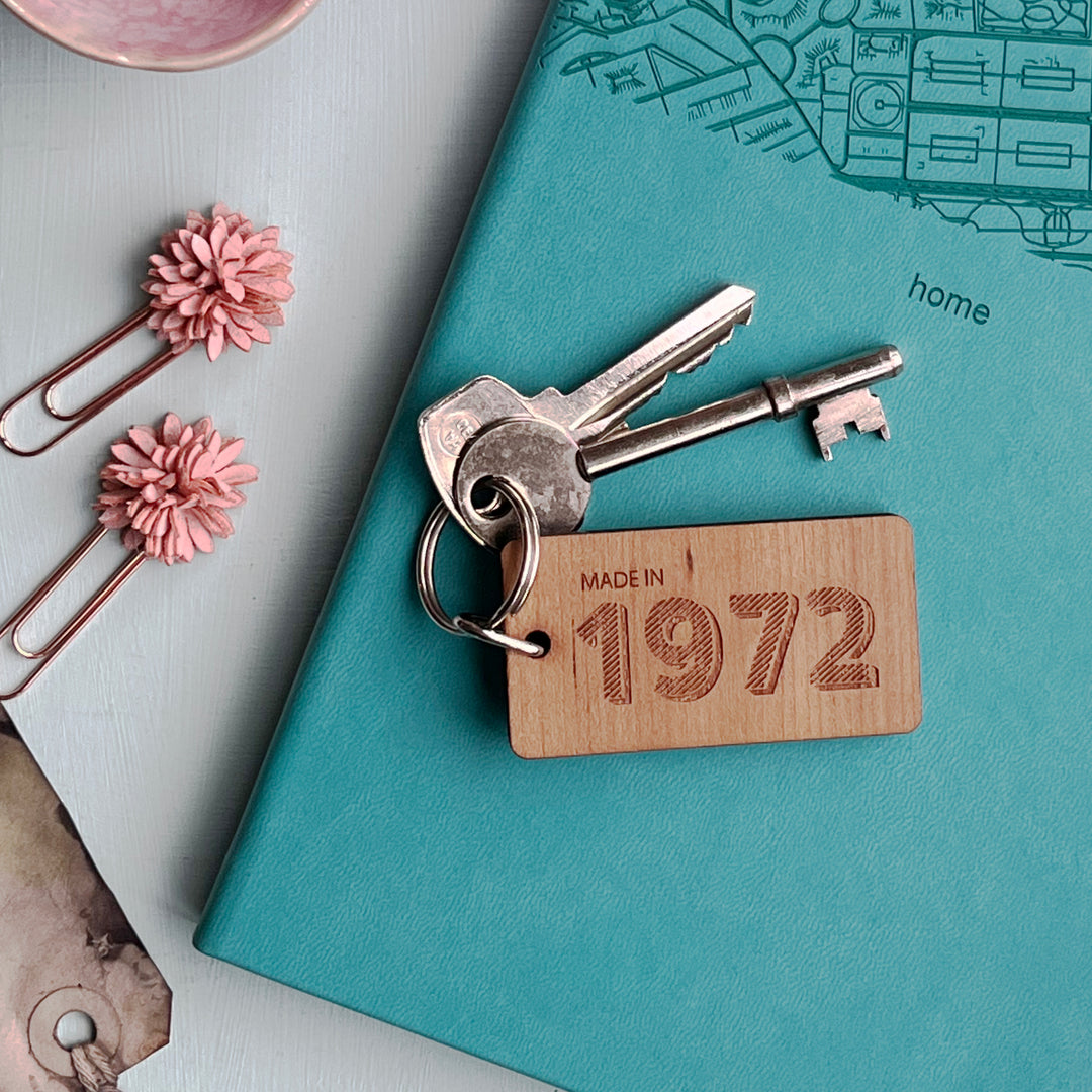 Made In Year Wooden Keyring