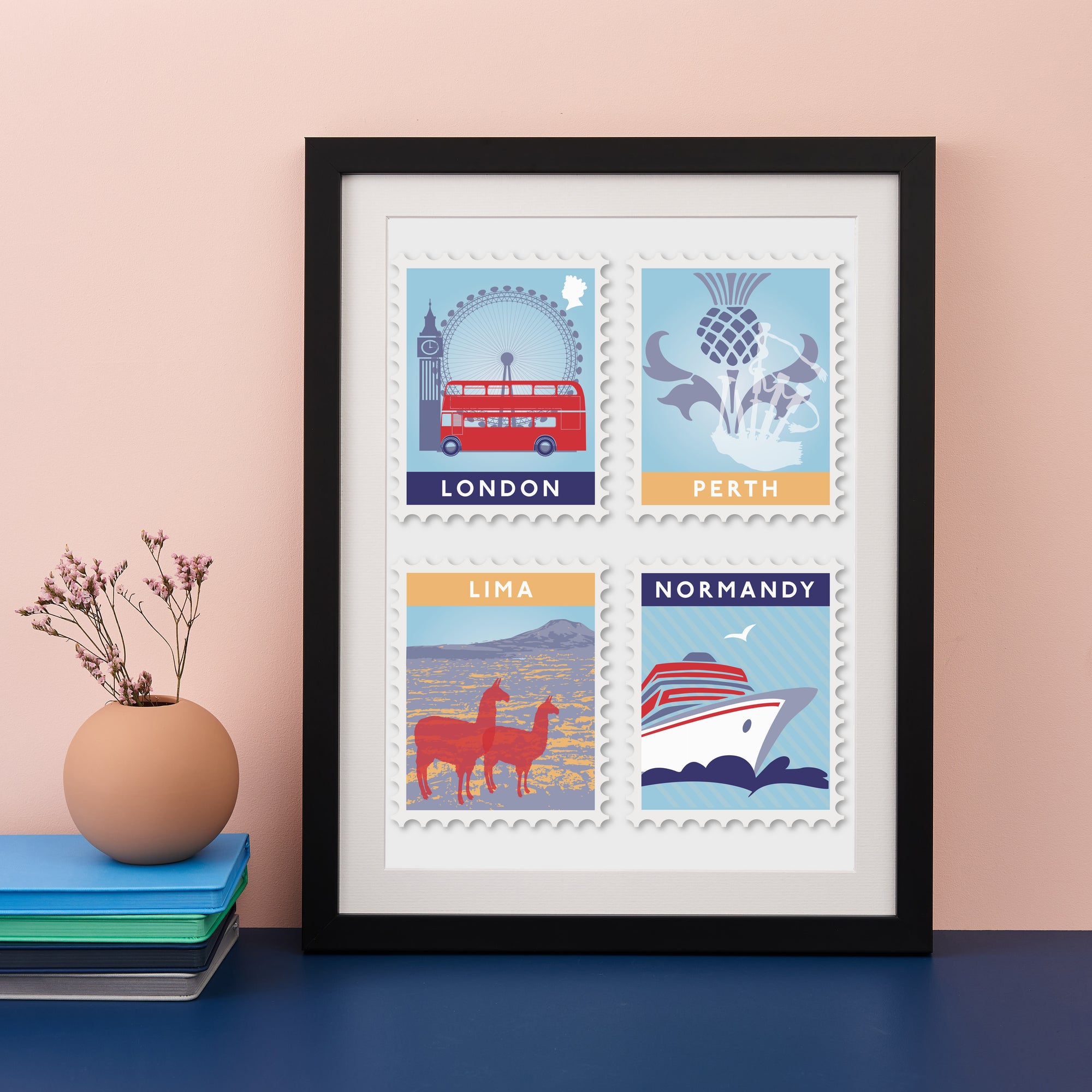 Favourite Destinations Postage Stamp Art
