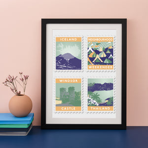 Favourite Destinations Postage Stamp Art