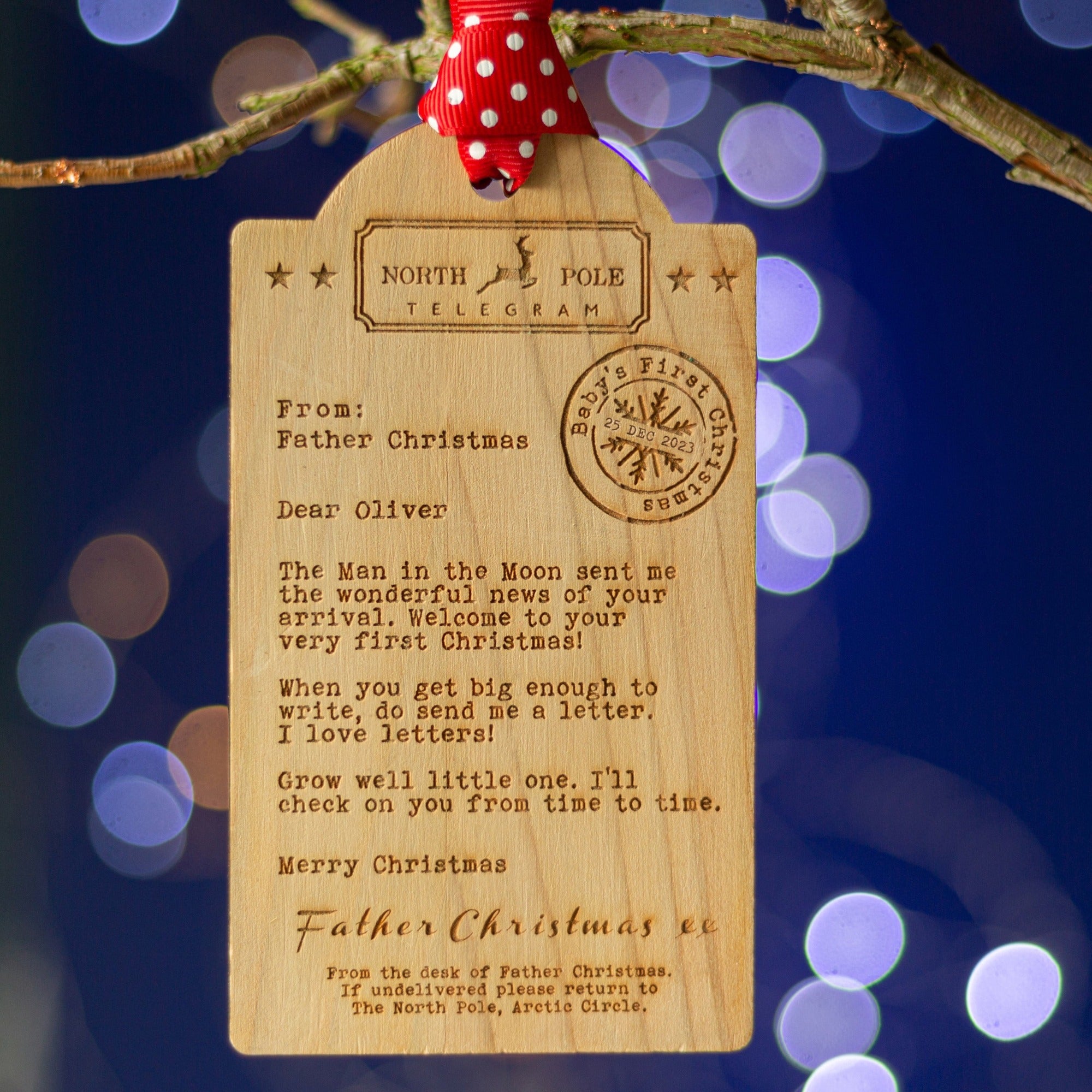 Baby's First Christmas Decoration | Telegram from Father Christmas | Santa Claus