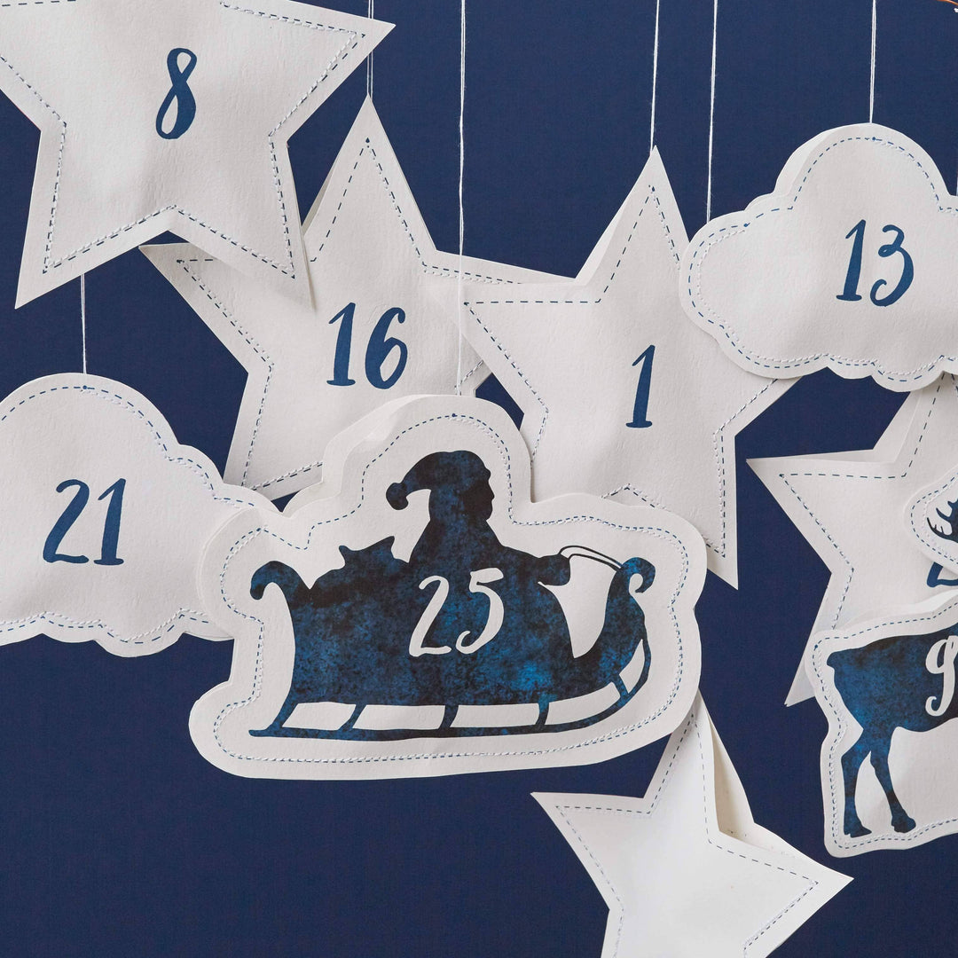 Santa And Reindeer Hanging Advent Calendar-Betsy Benn
