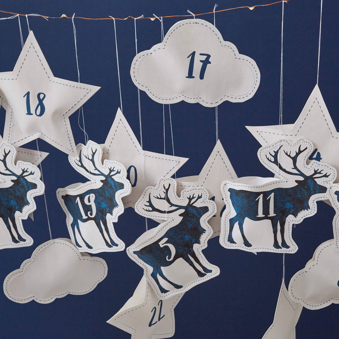 Santa And Reindeer Hanging Advent Calendar-Betsy Benn
