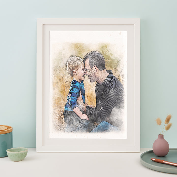 Daddy & Me Watercolour Portrait