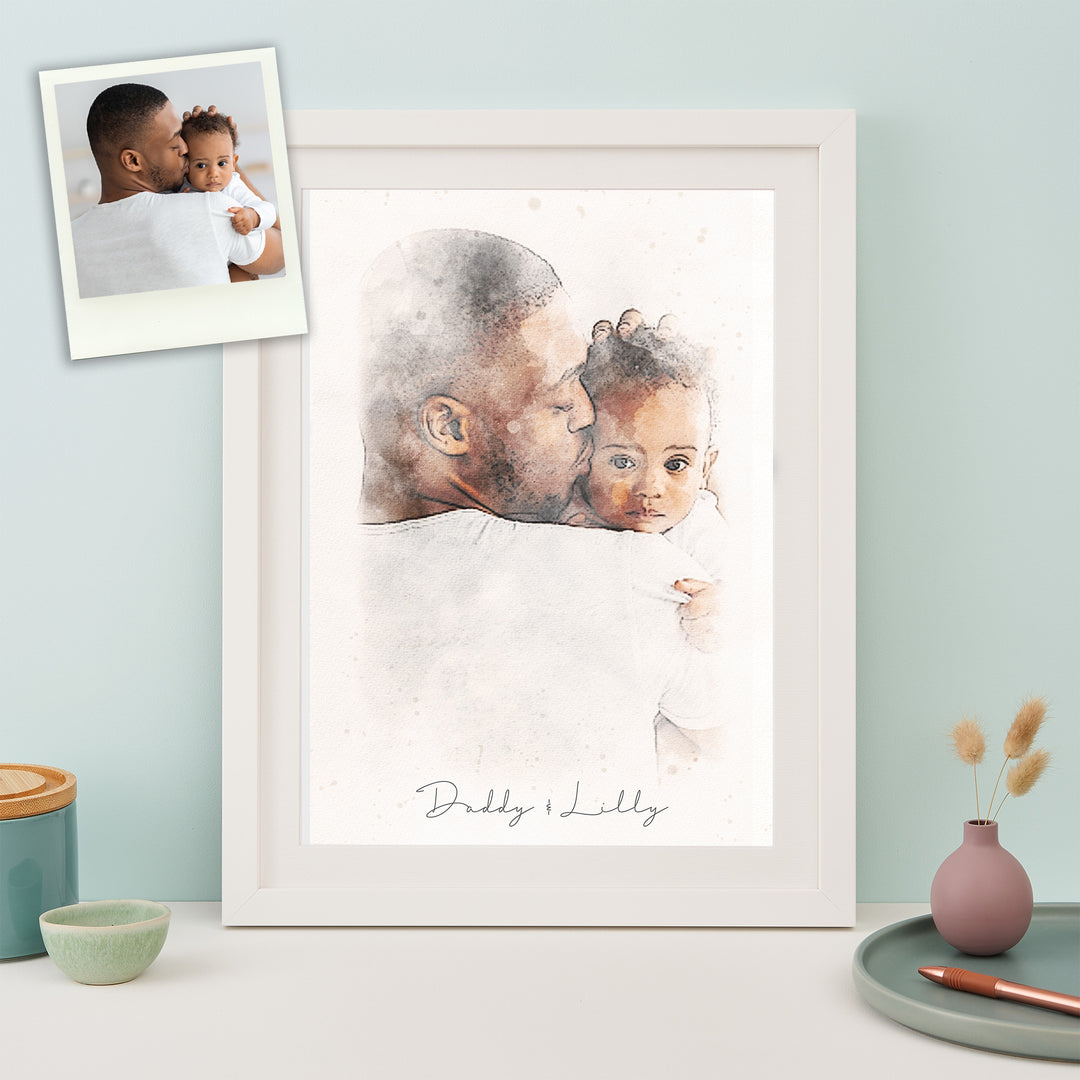 Daddy & Me Watercolour Portrait