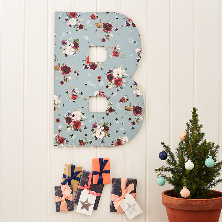 Large Floral Wooden Personalised Initial Advent Calendar