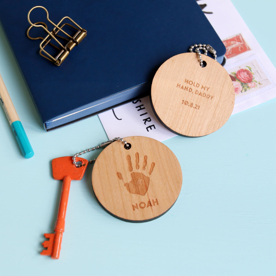 Baby Handprint Father's Day Keyring