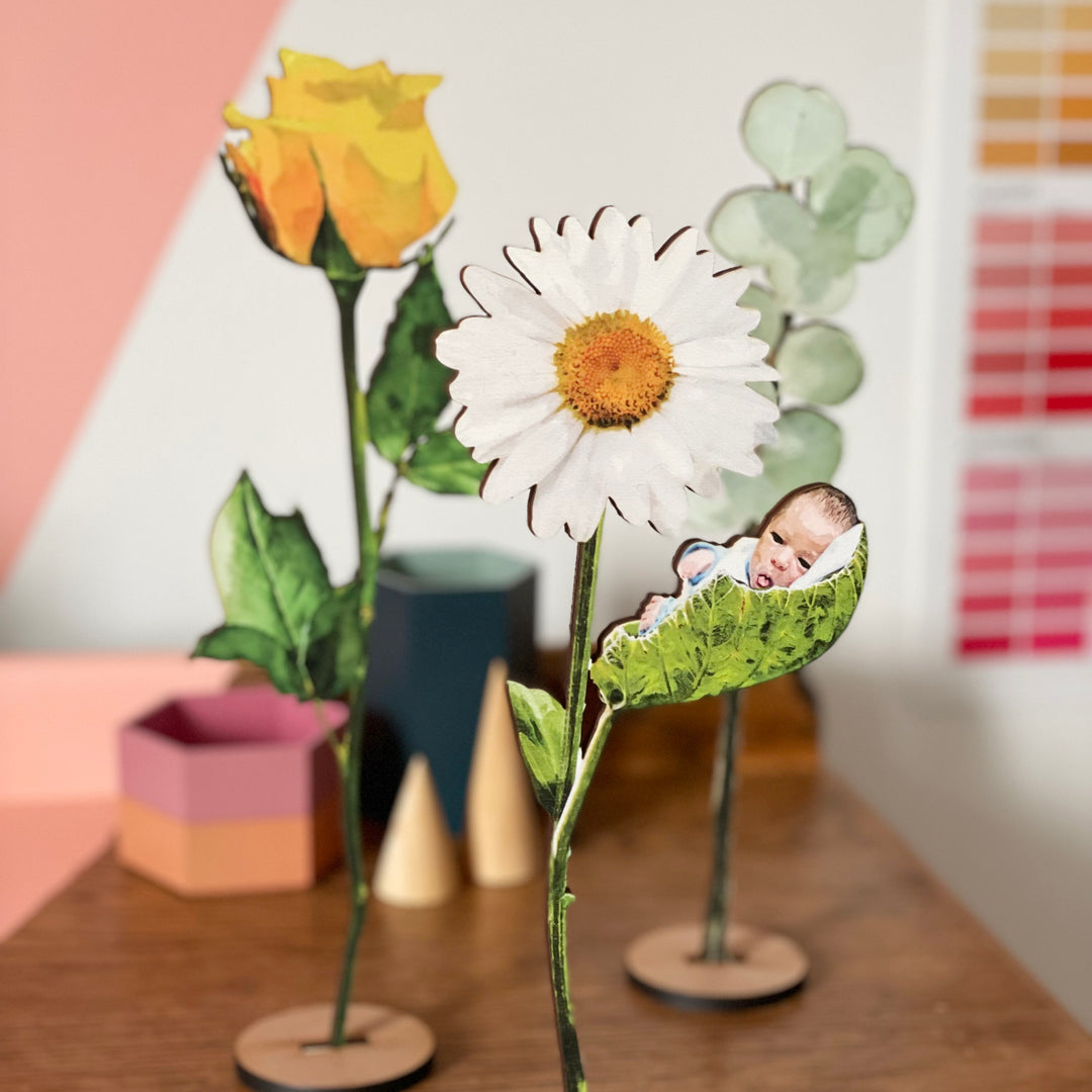 Personalised Newborn Wooden Flower Gift