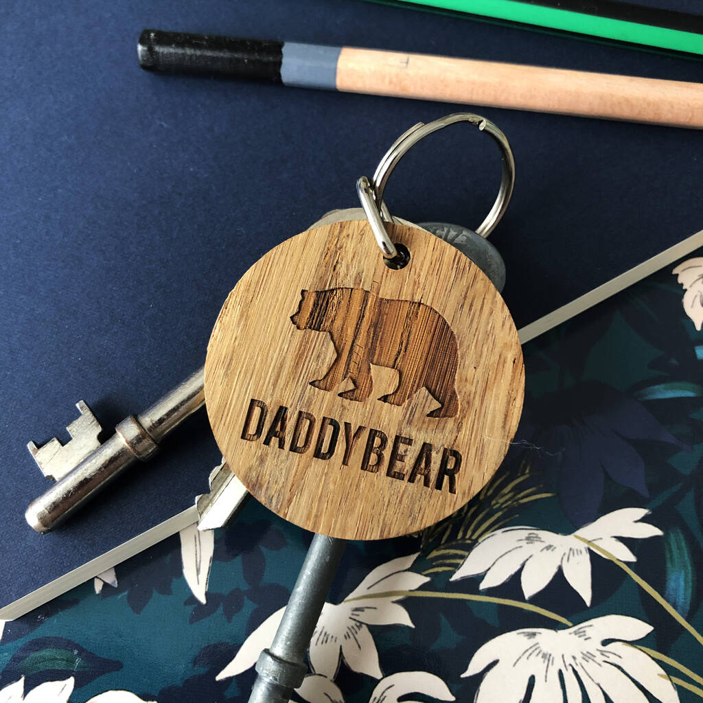 Daddy Bear Wooden Key Ring