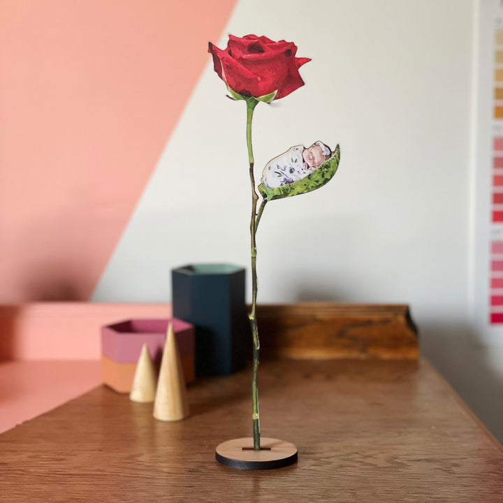 Personalised Newborn Wooden Flower Gift