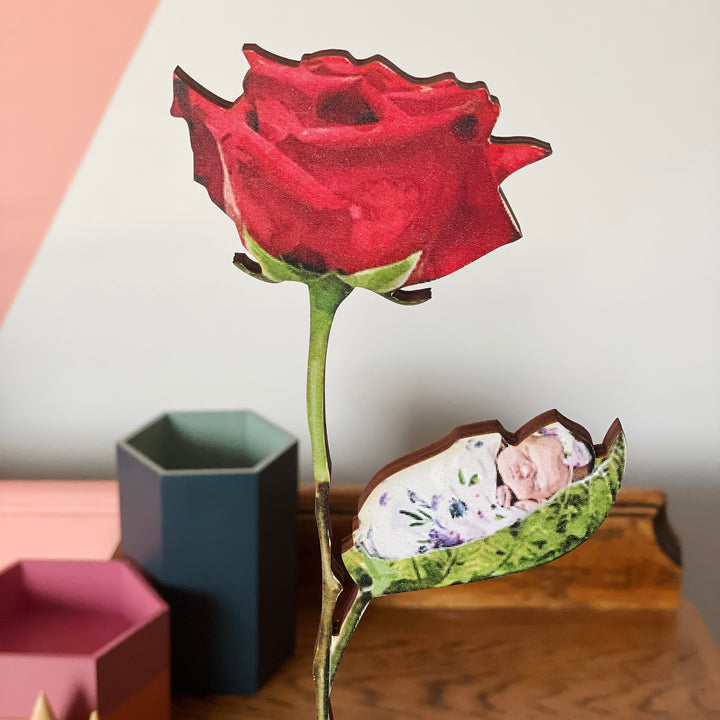 Personalised Newborn Wooden Flower Gift