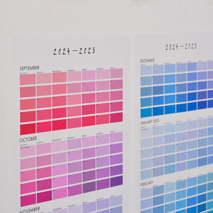 Academic Year Paint Chip Colour Swatch Wall Planner August-July