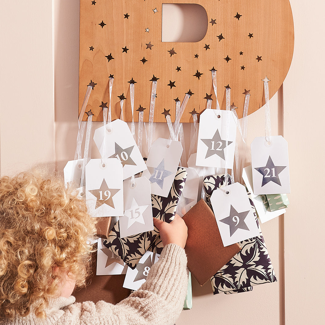 Large Natural Wooden Personalised Initial Advent Calendar