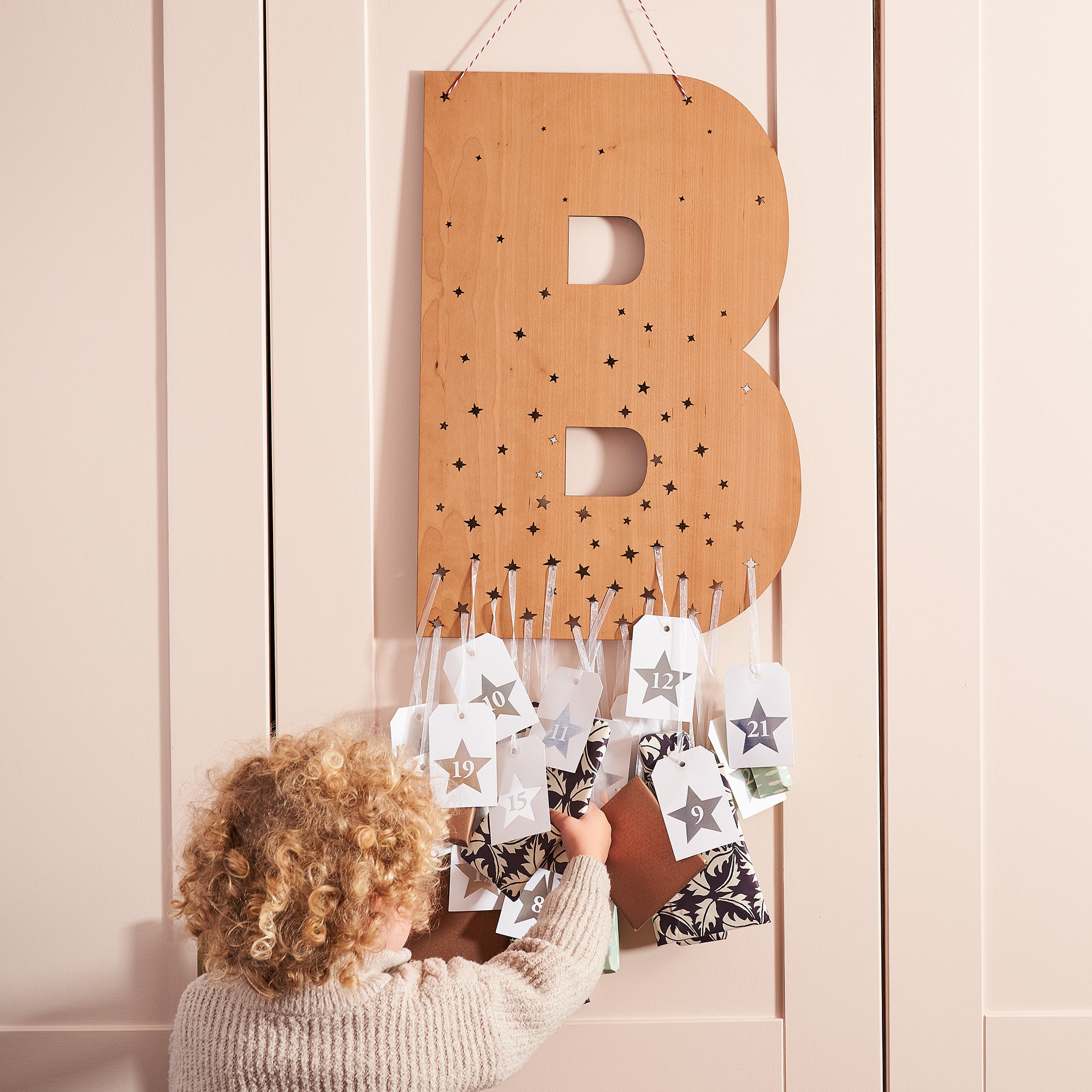 Large Natural Wooden Personalised Initial Advent Calendar