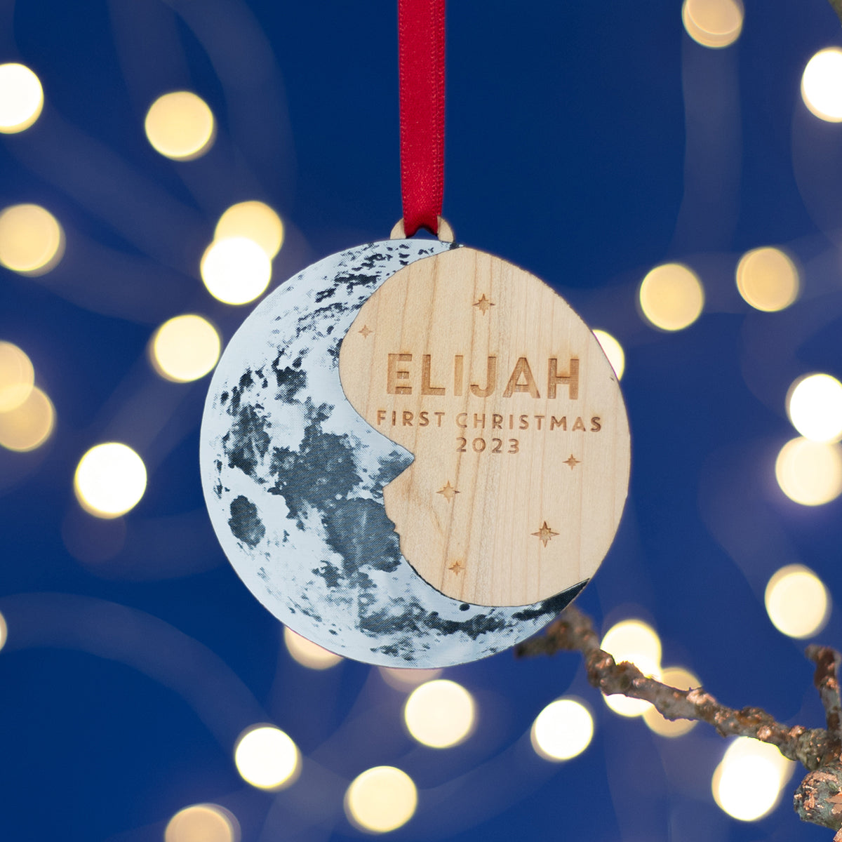 Baby's First Christmas Moon Tree Decoration