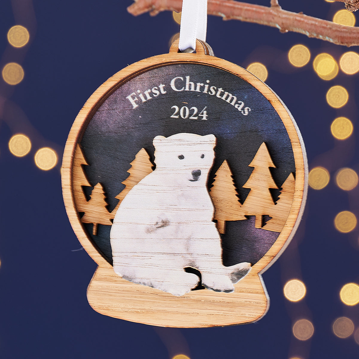 Heritage Polar Bear Snow Globe Christmas Decoration