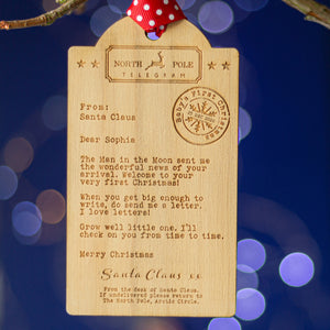 Baby's First Christmas Decoration | Telegram from Father Christmas | Santa Claus