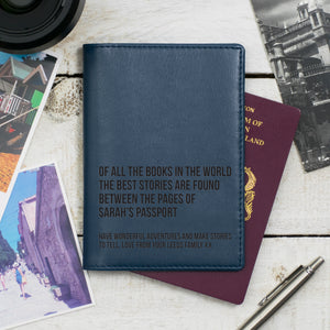 Vegan leather passport holder with personalised laser engraving on the cover