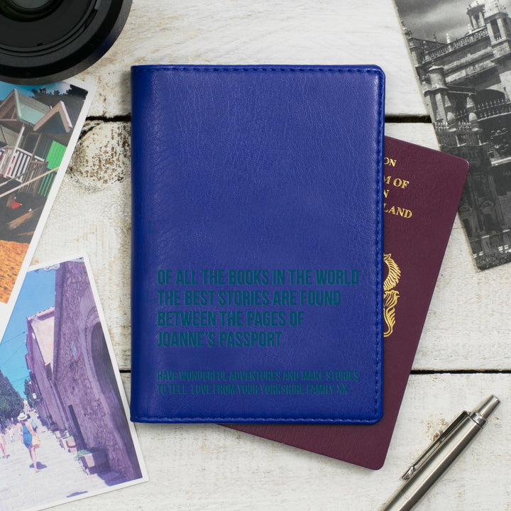 Vegan leather passport holder with personalised laser engraving on the cover
