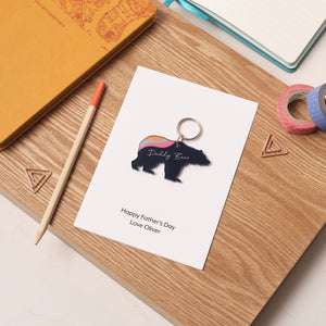 Thoughtful first Father’s Day gift – aurora bear keyring with personalised card, perfect for new dads.