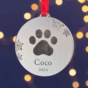 Personalised Dog/Cat Paw Print Christmas Decoration