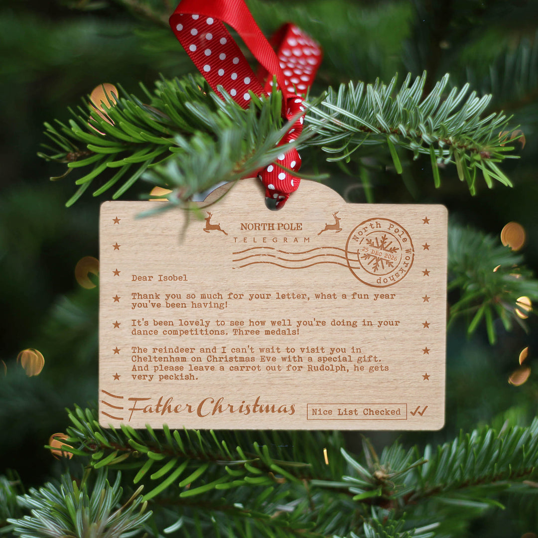 Personalised Christmas Tree Ornament |Telegram from Father Christmas | Santa Claus
