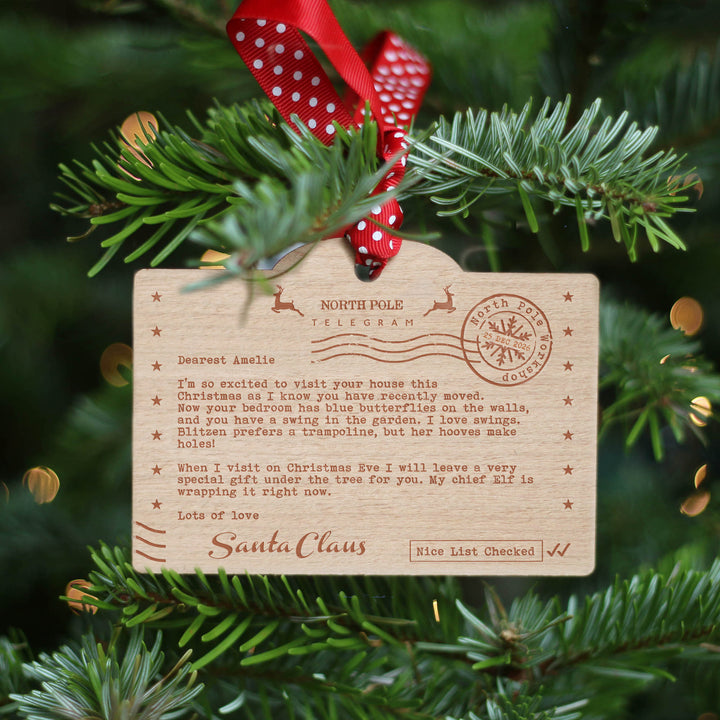 Personalised Christmas Tree Ornament |Telegram from Father Christmas | Santa Claus