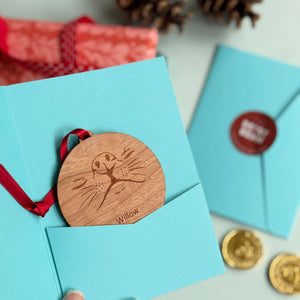 Personalised Wooden Dog Nose Christmas Tree Bauble