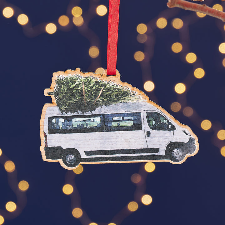 Personalised minibus ornament – unique vehicle gift.