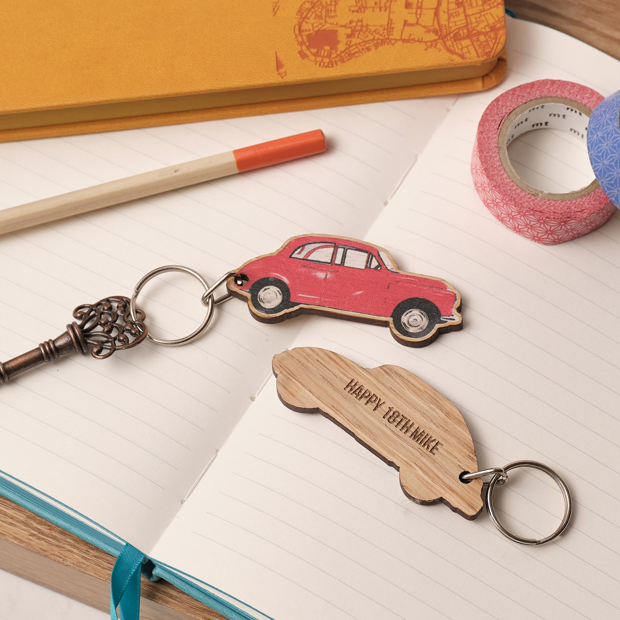 Classic Morris Minor Car Personalised Keyrings