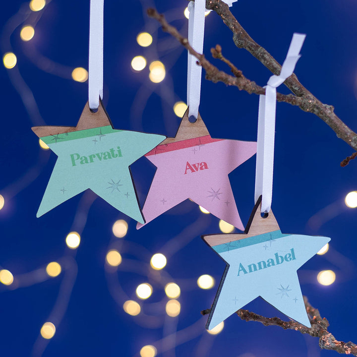 Colourful Star Personalised Christmas Decoration