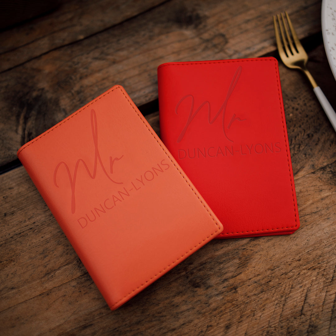 Personalised Couples Script Passport Covers