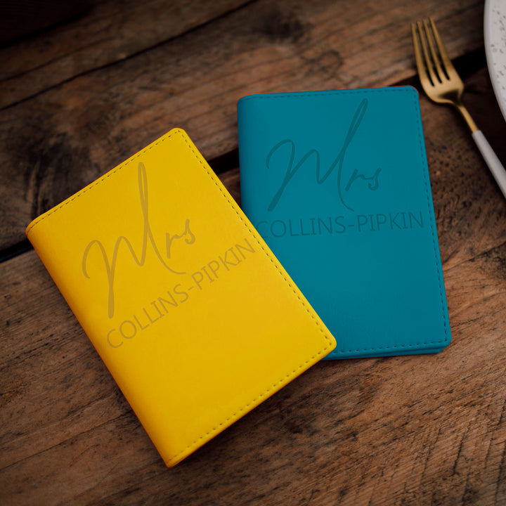 Personalised Couples Script Passport Covers