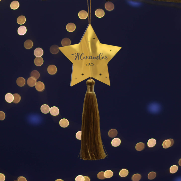 Personalised Golden Star Christmas Tree Decoration