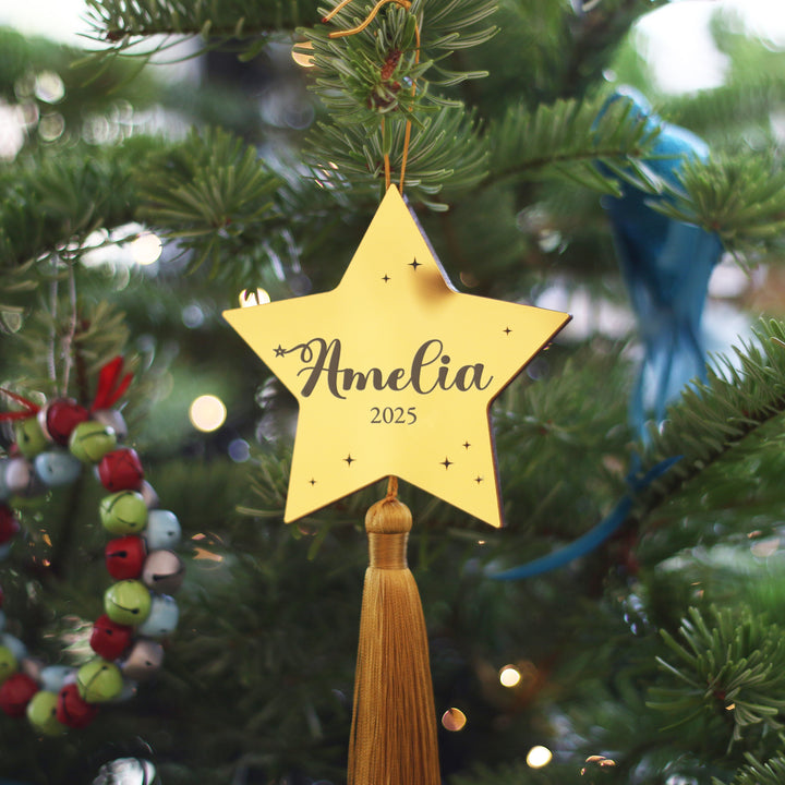 Personalised Golden Star Christmas Tree Decoration