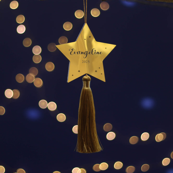 Personalised Golden Star Christmas Tree Decoration