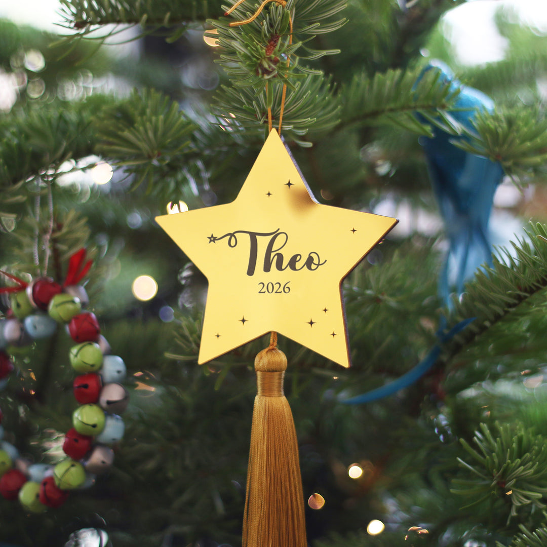 Personalised Golden Star Christmas Tree Decoration