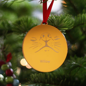 Gold Personalised Dog Nose Christmas Tree Bauble