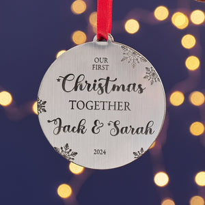 First Christmas Together Silver Or Gold Tree Decoration