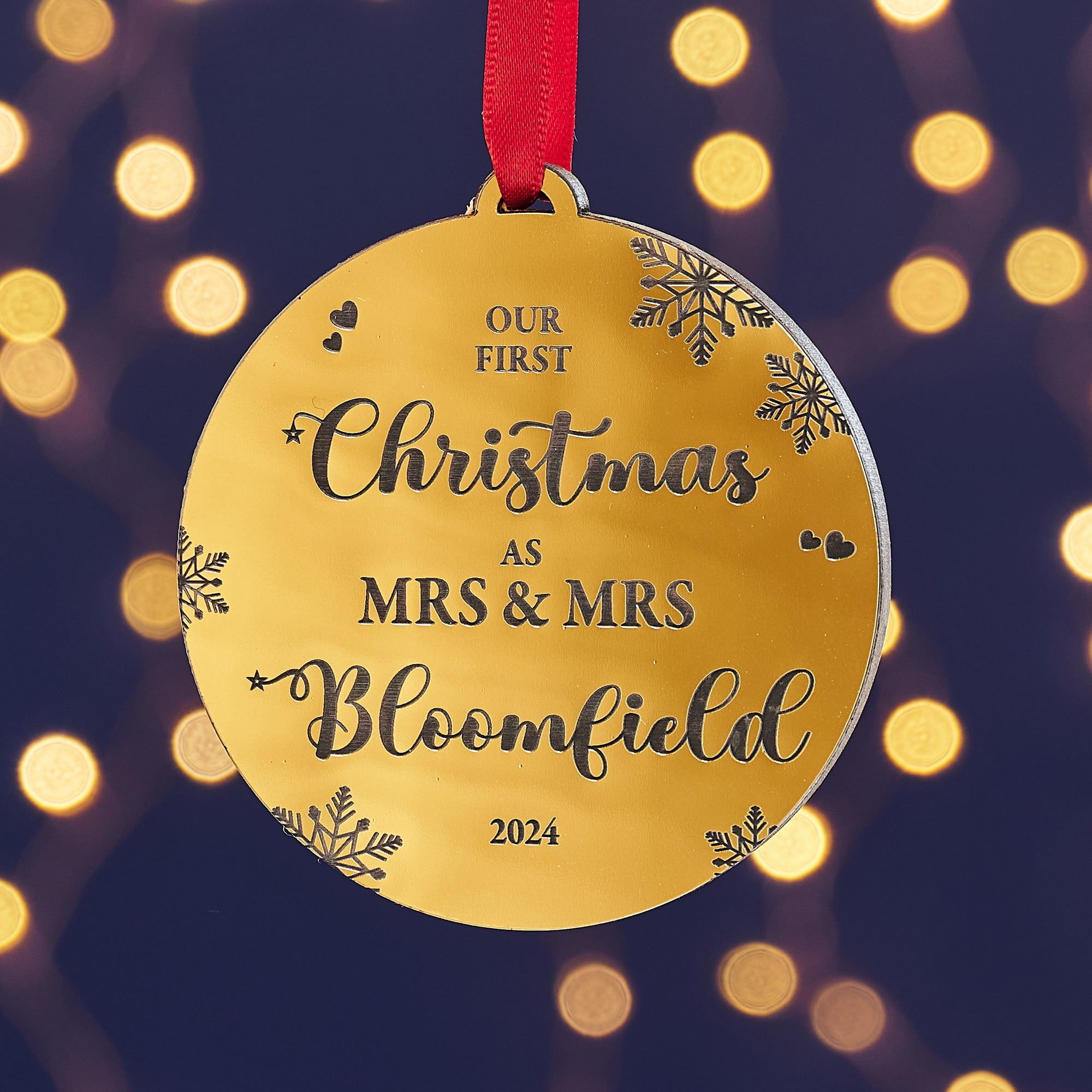 First Christmas Married Couple Gold Or Silver Tree Decoration