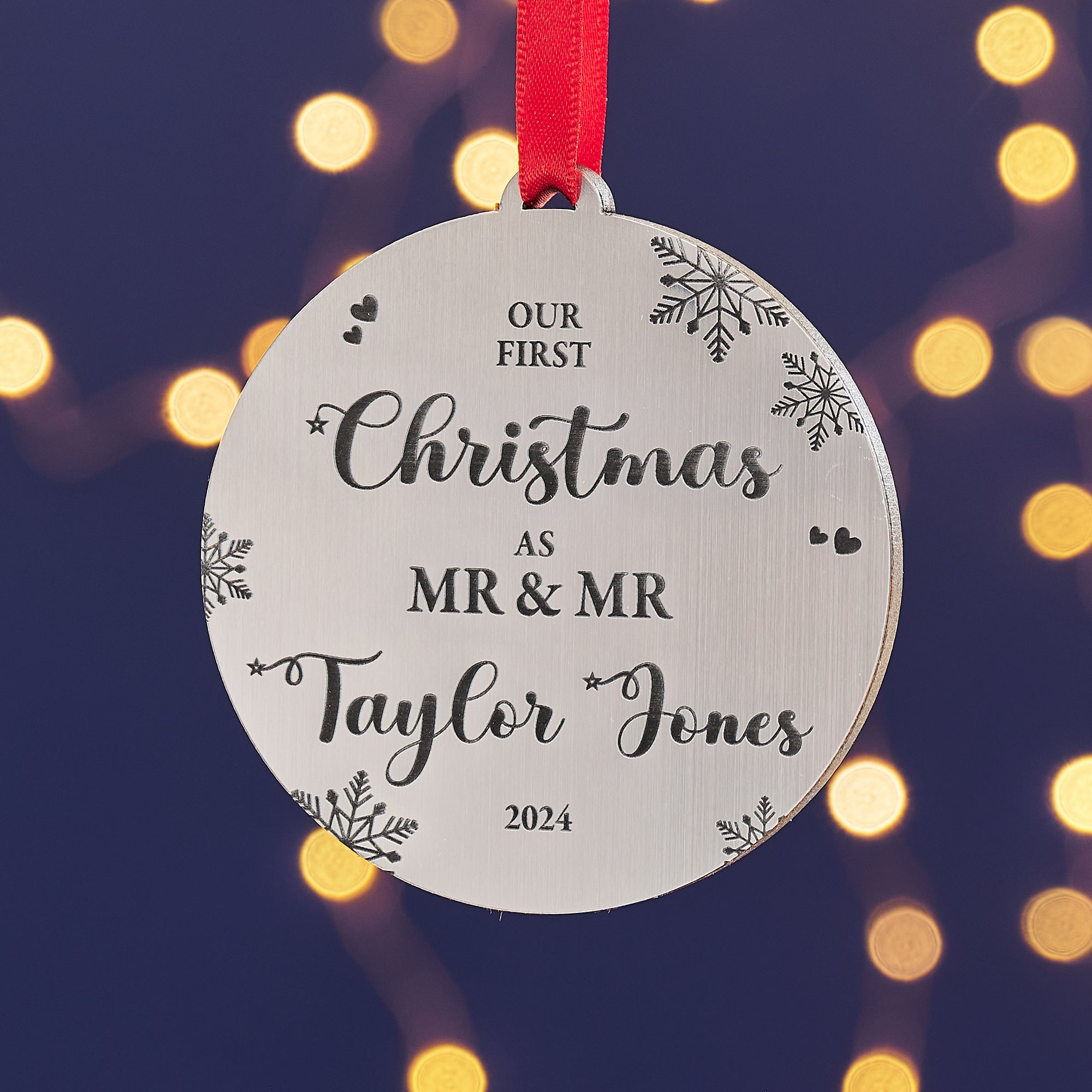 First Christmas Married Couple Gold Or Silver Tree Decoration